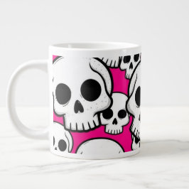 Caneca De Café Grande Pink Skull Pattern Jumbo Specialty Mug