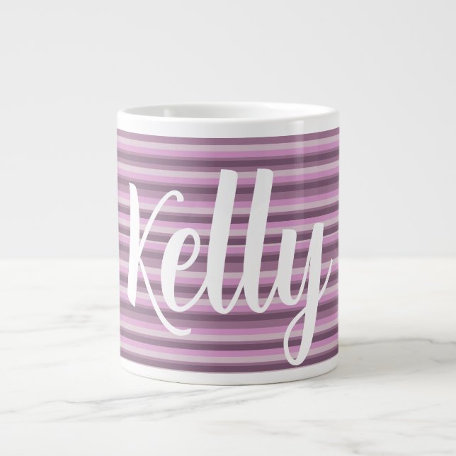 Caneca De Café Grande Pink stripes (Frente)