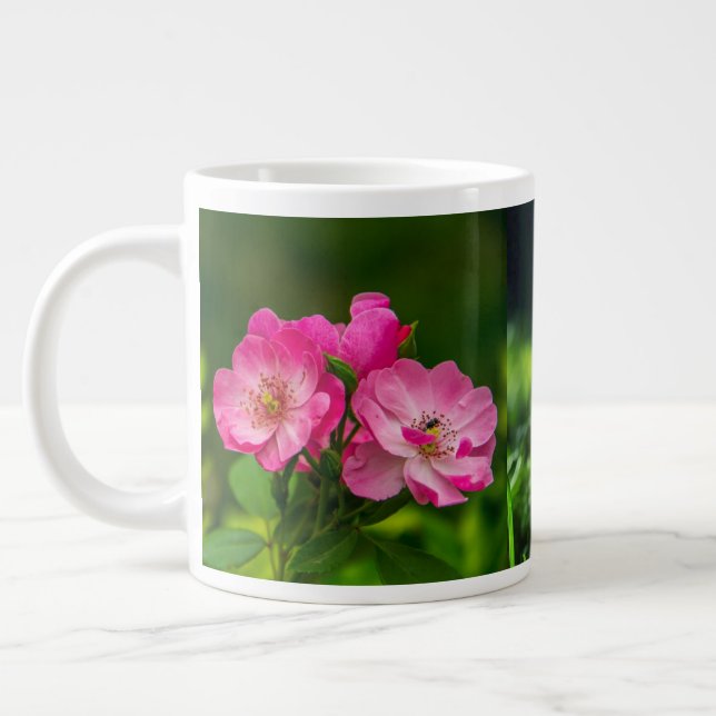 Caneca De Café Grande Pink Wild Rose Flowers Photography Design-52654 (Esquerda)