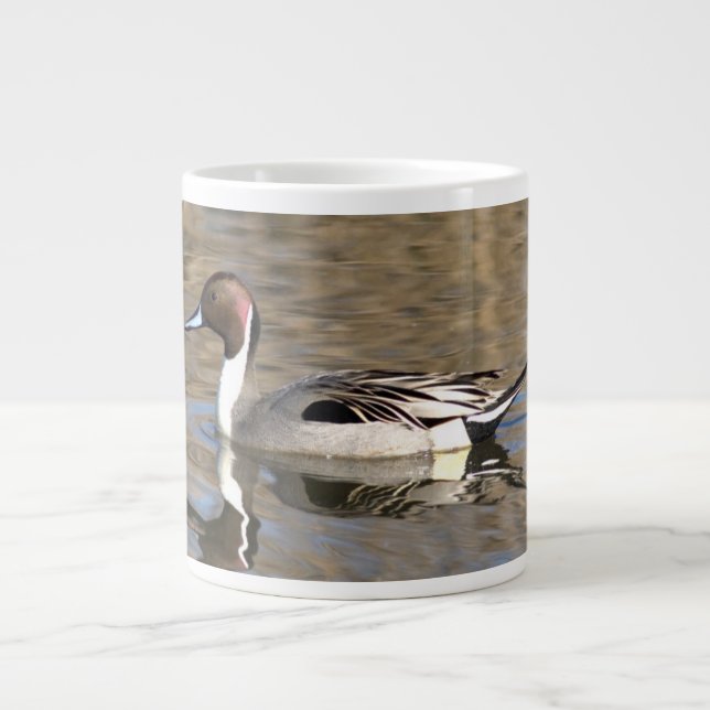 Caneca De Café Grande Pintail Duck Natações Em Um Pond (Frente)