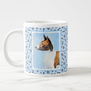 Caneca De Café Grande Pintura Basenji - Arte Original Custa