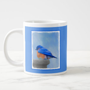 Caneca De Café Grande Pintura Bluebird - Arte Original para Pássaros
