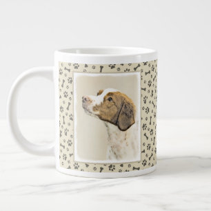 Caneca De Café Grande Pintura Brittany - Arte Cachorra Original