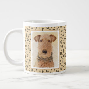 Caneca De Café Grande Pintura de Airedale Terrier - Arte original bonita