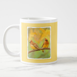 Caneca De Café Grande Pintura De Cedar Waxwing - Arte De Cachorro Origin