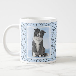Caneca De Café Grande Pintura de Collie de Borda - Arte de Cachorro Orig