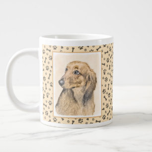 Caneca De Café Grande Pintura de Dachshund (Longhaired) - Arte de Cão Or