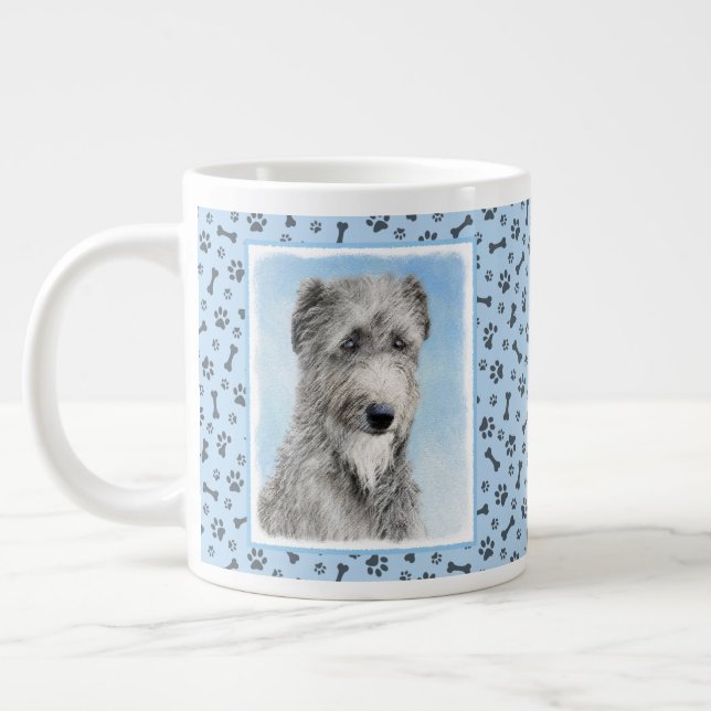 Caneca De Café Grande Pintura de Deerhound Escocês - Ar Cachorro Origina (Esquerda)