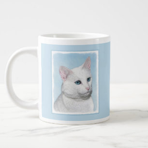 Caneca De Café Grande Pintura de Gatos Brancos - Arte de Gato Original B
