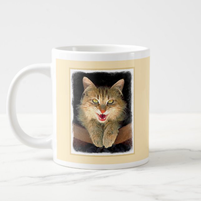 Caneca De Café Grande Pintura de Gatos Loucos - Arte de Gato Original Bo (Esquerda)