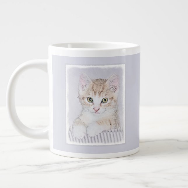 Caneca De Café Grande Pintura de Kitten Orange Tabby - Arte Original par (Esquerda)