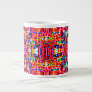 Caneca De Café Grande Pintura de ondas abstratas coloridas fofas