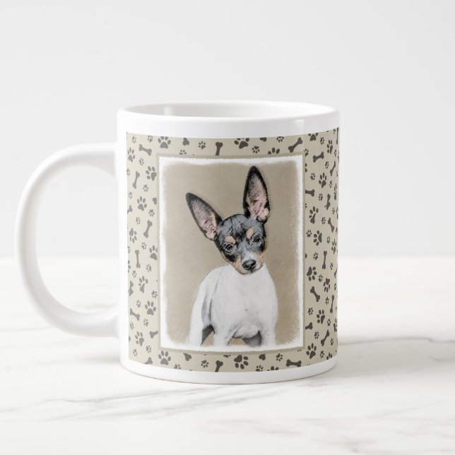 Caneca De Café Grande Pintura de Rat Terrier - Arte de Cachorro Original (Esquerda)