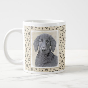 Caneca De Café Grande Pintura De Retriever Revestida Plana - Arte De Cã