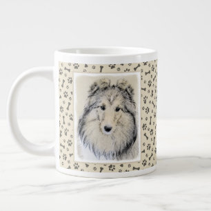 Caneca De Café Grande Pintura de Shetland Sheepdog - Arte Cachorro Origi