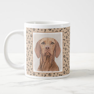 Caneca De Café Grande Pintura de Vizsla - Arte Cão Original Bonita