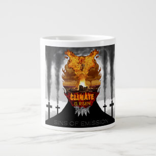 Caneca De Café Grande Pintura digital sobre as alterações climáticas.