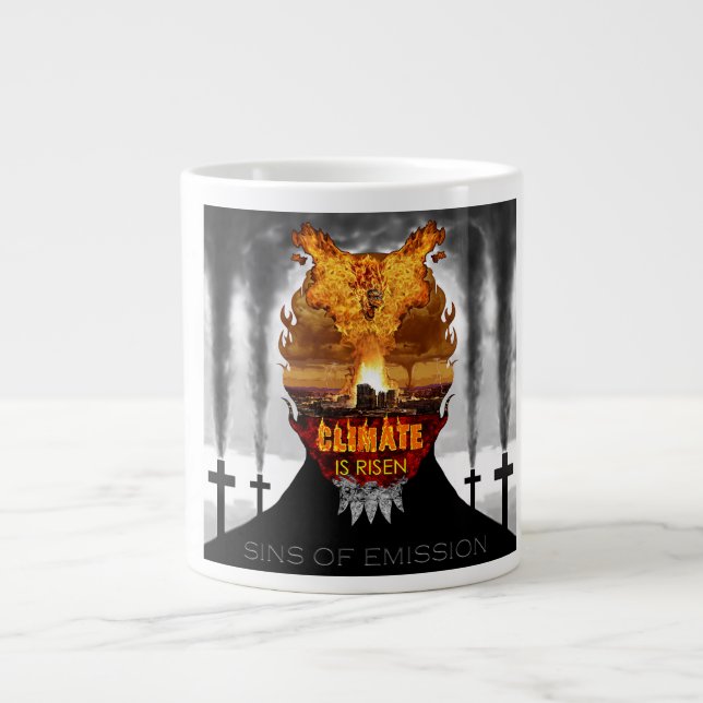 Caneca De Café Grande Pintura digital sobre as alterações climáticas. (Frente)