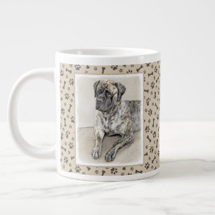 Caneca De Café Grande Pintura do Mastiff Inglês (Brindle) - Arte Canina