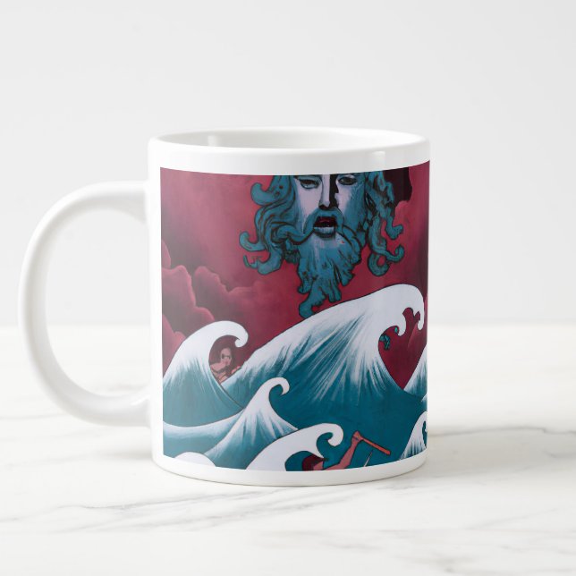 Caneca De Café Grande Pintura do óleo de Crimson Neptune (Esquerda)