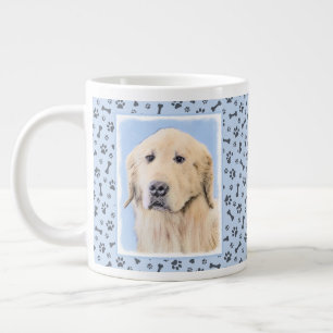 Caneca De Café Grande Pintura do ouro Retriever - Arte Cachorra Original