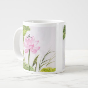 Caneca De Café Grande Pintura Em Aquarela Da Flor De Lotus 2