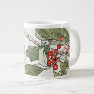Caneca De Café Grande Pintura em Aquarela de Azevinho, Hannah Borger Ove
