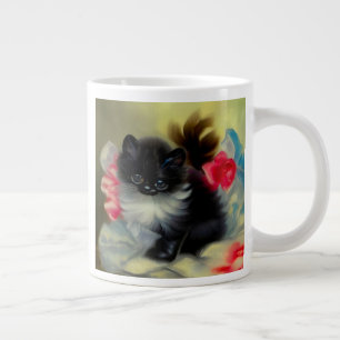 Caneca De Café Grande Pintura em branco e preto
