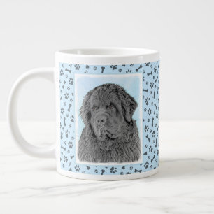 Caneca De Café Grande Pintura em Newfoundland - Arte Cão Original Bonit
