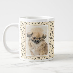 Caneca De Café Grande Pintura em Pekingese - Arte Cachorra Original
