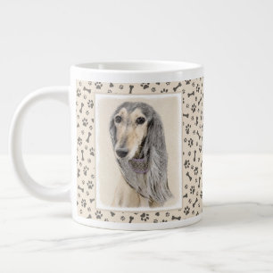 Caneca De Café Grande Pintura em Saluki - Arte Cão Original