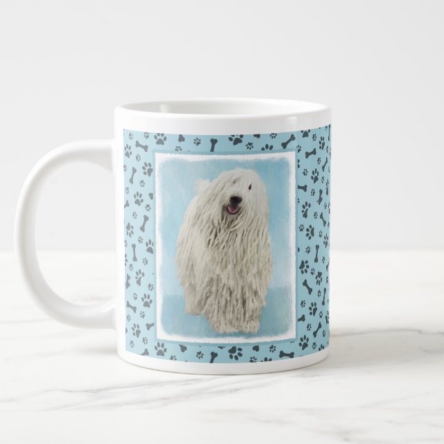Caneca De Café Grande Pintura Komondor - Arte Cachorra Original (Esquerda)
