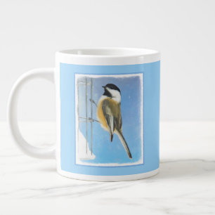 Caneca De Café Grande Pintura no alimentador - Arte de pássaro original