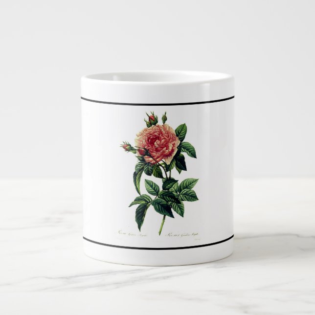 Caneca De Café Grande PINTURA REDOUTA DE ROSA ESPRESSO Mug PERSONALIZÁVE (Frente)
