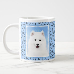 Caneca De Café Grande Pintura Samoyed Puppy - Arte Cachorra Original