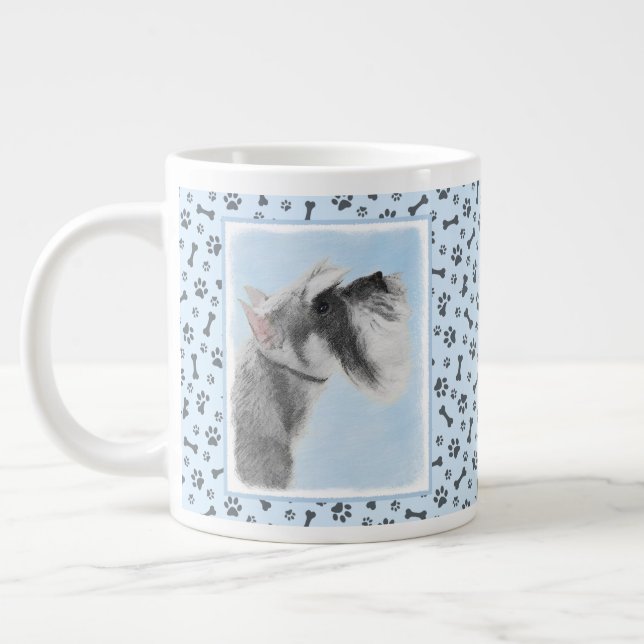 Caneca De Café Grande Pintura Schnauzer (Giant, Standard) - Arte Canina (Esquerda)