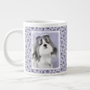 Caneca De Café Grande Pintura Shih Tzu - Arte Cachorosa Original