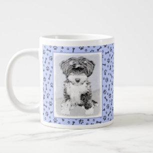 Caneca De Café Grande Pintura Tibetana Terrier - Arte Cachorro Original 