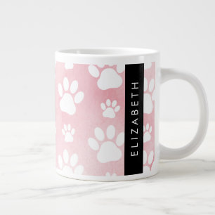 Caneca De Café Grande Pinturas De Cães, Patas Brancas, Aquarelas Rosa, S