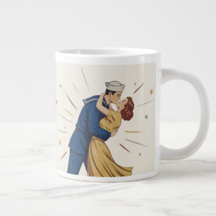 Caneca De Café Grande Pinup do Beijo do Marinheiro Vintage