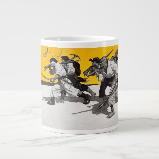 Caneca De Café Grande Piratas que procuram o tesouro enterrado (Frente)