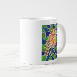 Caneca De Café Grande Pisco de peito vermelho no vitral
