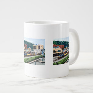 Caneca De Café Grande Pittsburgh PA - Trem Passando pela Station Square