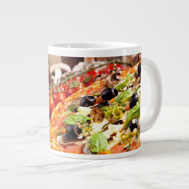 Caneca De Café Grande pizza italiana fresca (Frente Esquerda)