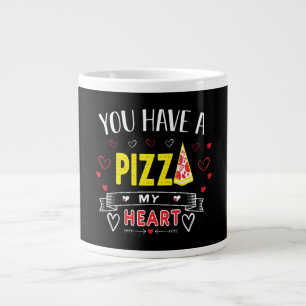 Caneca De Café Grande Pizza Meu Coração Engraçado Romântico