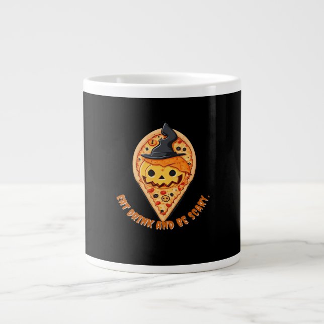 Caneca De Café Grande Pizza Party Halloween Pumpkin Witch Hat Essential (Frente)