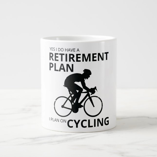 Caneca De Café Grande Planejo andar de bicicleta quando me aposentar (Frente)