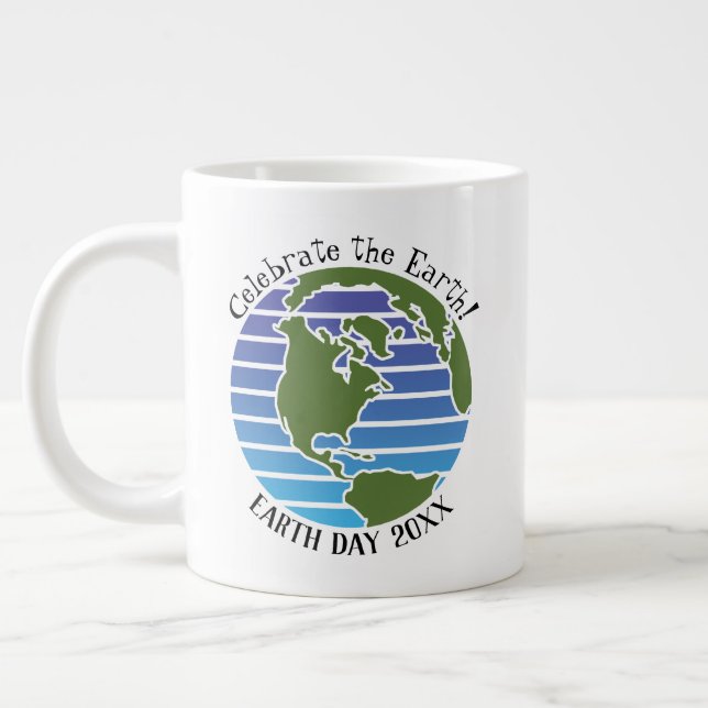 Caneca De Café Grande Planeta de Mapa Verde Azul do Dia da Terra (Esquerda)