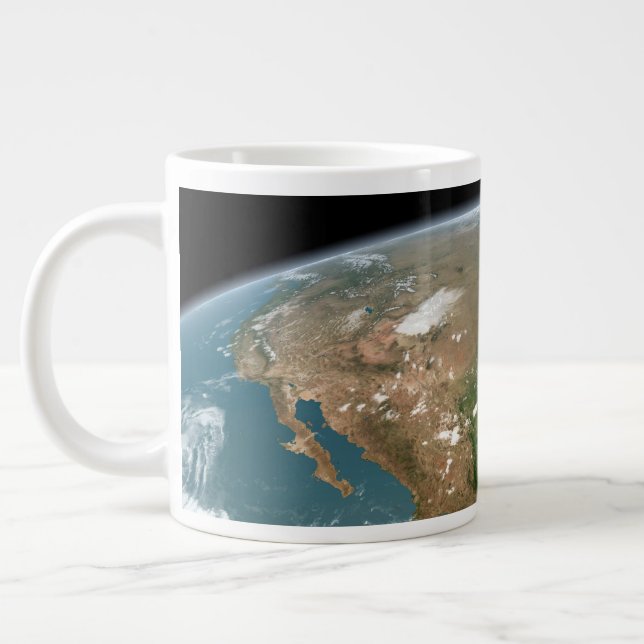 Caneca De Café Grande Planeta Panorâmico Terra E Os Eua. (Esquerda)
