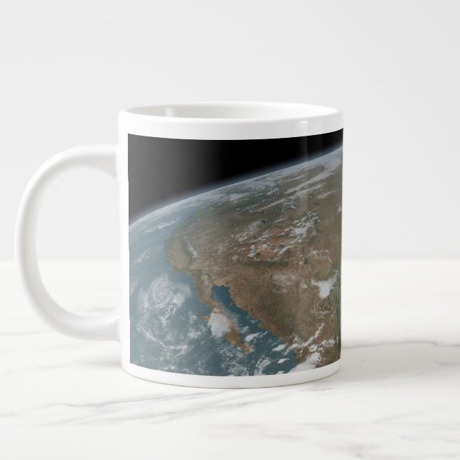 Caneca De Café Grande Planeta Panorâmico Terra E Os Eua. 2 (Esquerda)